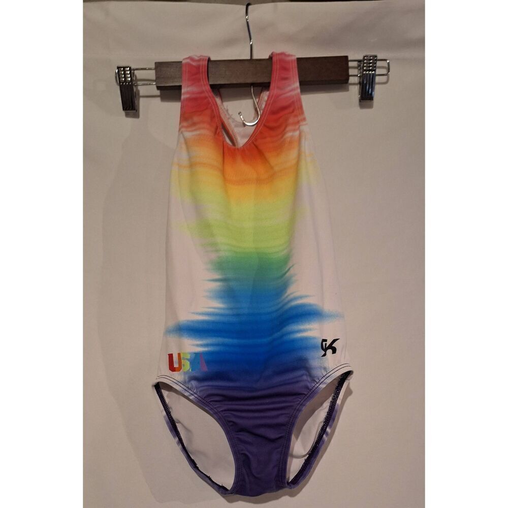GK Elite Gymnastics Rainbow Sizzle Leotard Size Child Medium‎